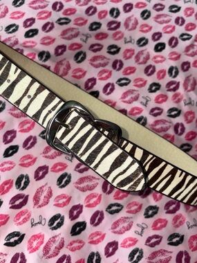 White House Black Market zebra print calf hair belt